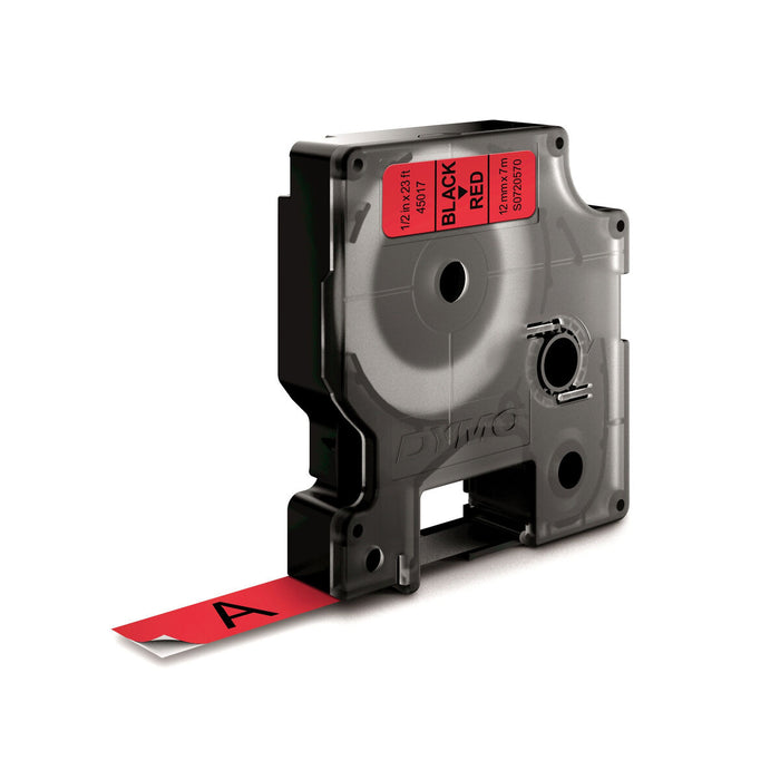 Laminiertes Klebeband zur Kennzeichnung von Maschinen Dymo D1 45017 12 mm LabelManager™ Rot Schwarz (5 Stück)
