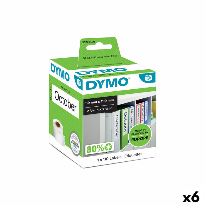 Drucker-Etiketten Dymo 99019 59 x 190 mm LabelWriter™ Weiß Schwarz (6 Stück)