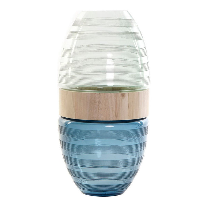 Vase DKD Home Decor Blau Minze Holz Kristall Moderne (21 x 21 x 43 cm)