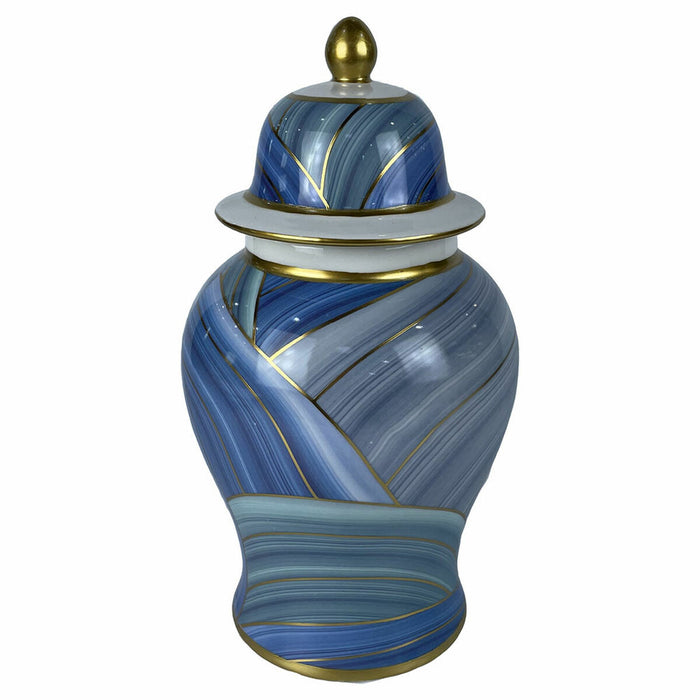 Vase DKD Home Decor Porzellan Blau Gold Moderne (17 x 17 x 31 cm)