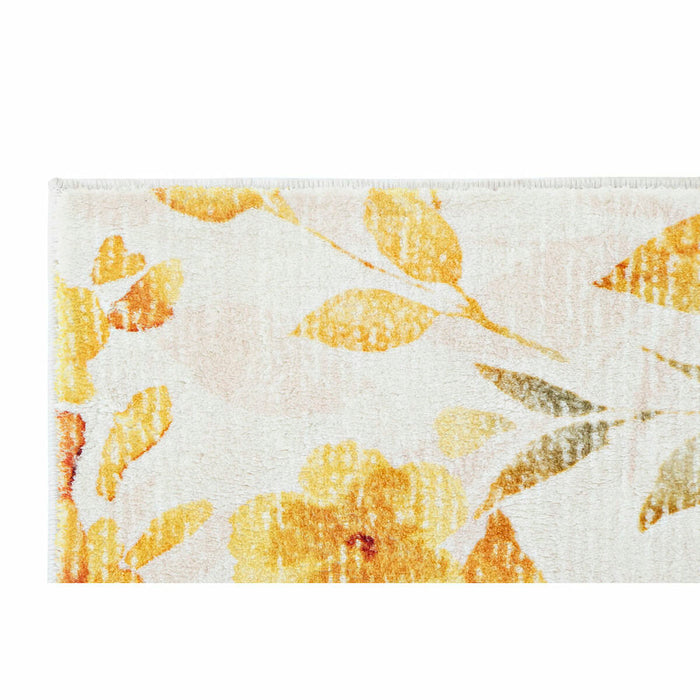 Teppich DKD Home Decor Gelb Weiß Polyester Baumwolle Blomster (120 x 180 x 0.5 cm)