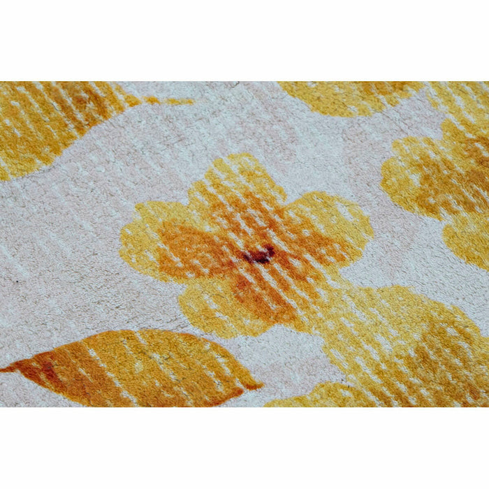 Teppich DKD Home Decor Gelb Weiß Polyester Baumwolle Blomster (160 x 230 x 0.5 cm)