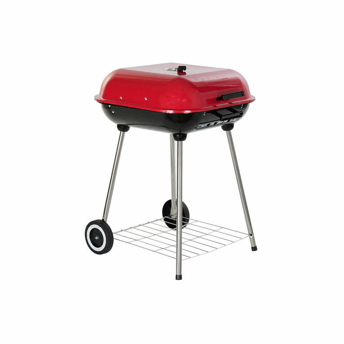 Kohlegrill mit Deckel und Rädern DKD Home Decor Rot Schwarz Metall Stahl 30 x 40 cm 60 x 57 x 80 cm (60 x 57 x 80 cm)