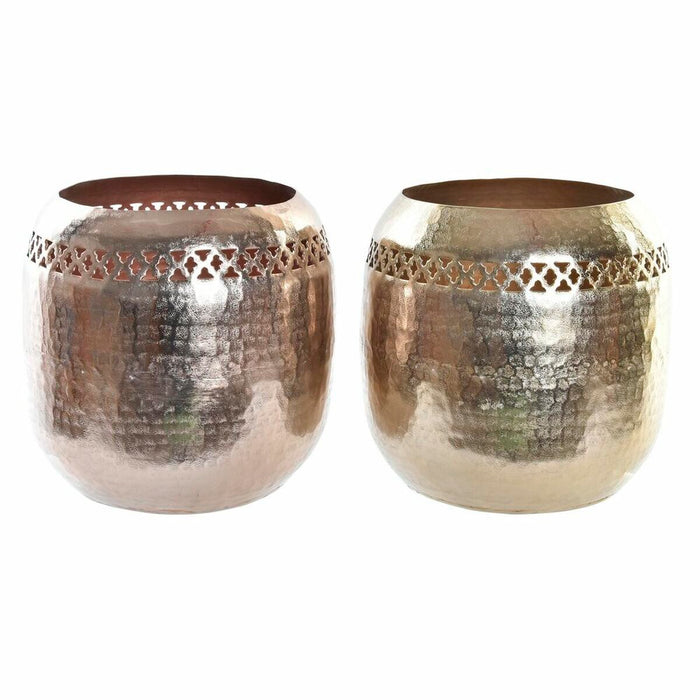 Vase DKD Home Decor Kupfer 24 x 24 x 22 cm Gold Aluminium Araber Gestanzt (2 Stück)