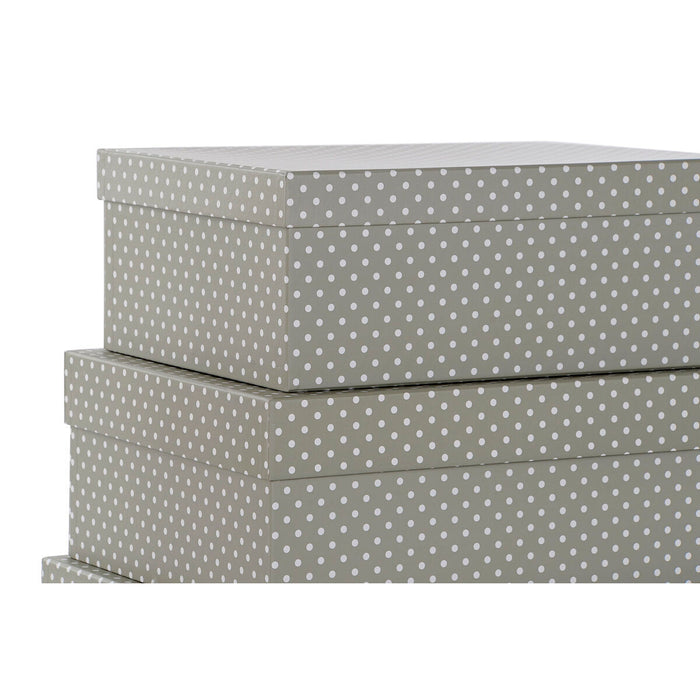 Satz stapelbarer Organizerboxen DKD Home Decor Maus Grau Weiß Pappe (43,5 x 33,5 x 15,5 cm)