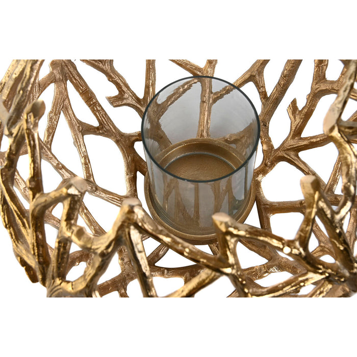 Kerzenschale DKD Home Decor Gold Aluminium Kristall 30 x 30 x 21 cm