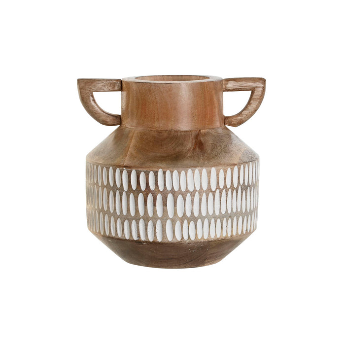 Vase Home ESPRIT Weiß Braun Mango-Holz Kolonial 18 x 18 x 19 cm
