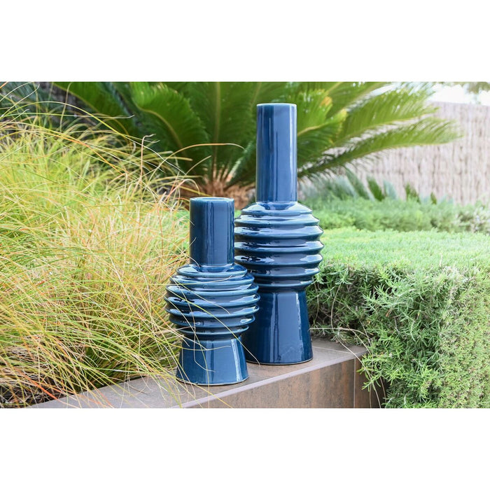 Vase Home ESPRIT Blau Grau Porzellan 14 x 14 x 28 cm (2 Stück)