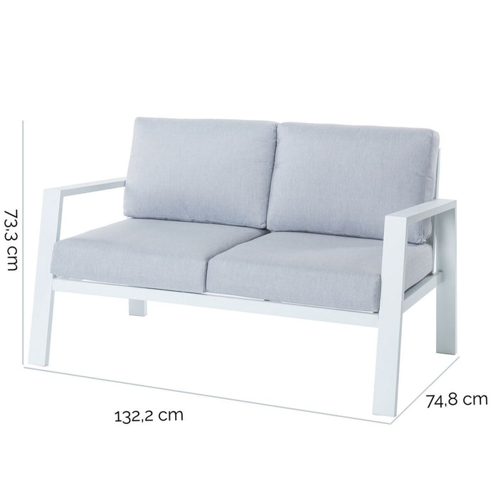 Zweisitzer-Sofa Thais Weiß Aluminium 132,20 x 74,80 x 73,30 cm
