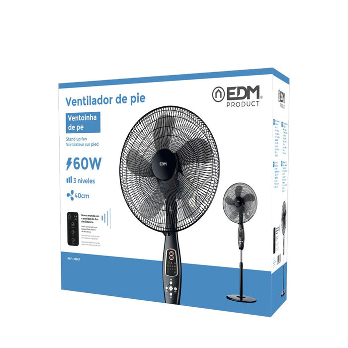 Freistehender Ventilator EDM Schwarz 60 W