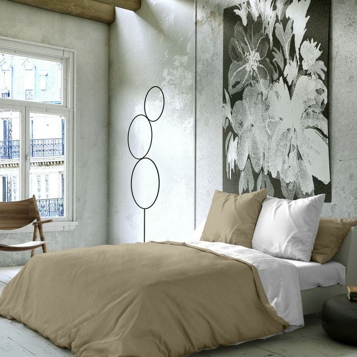 Bettdeckenbezug Naturals FUNDA NORDICA BICOLOR REVERSIBLE Reversibel Beige Weiß Einzelmatratze (150 x 220 cm)