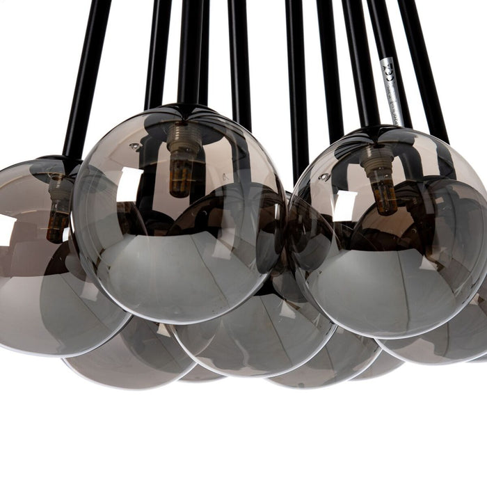 Deckenlampe 91 x 60 x 155 cm Kristall Schwarz Metall Ø 13 cm Moderne