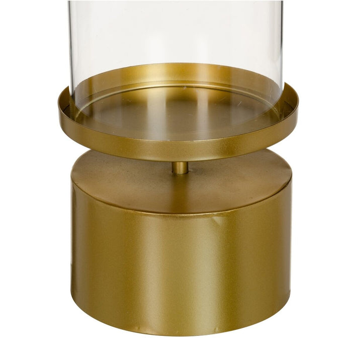 Kerzenschale 18,5 x 18,5 x 34 cm Kristall Gold Metall