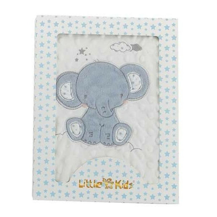 Babydecke Elefant Blau Stickerei Beidseitig 100 x 75 cm