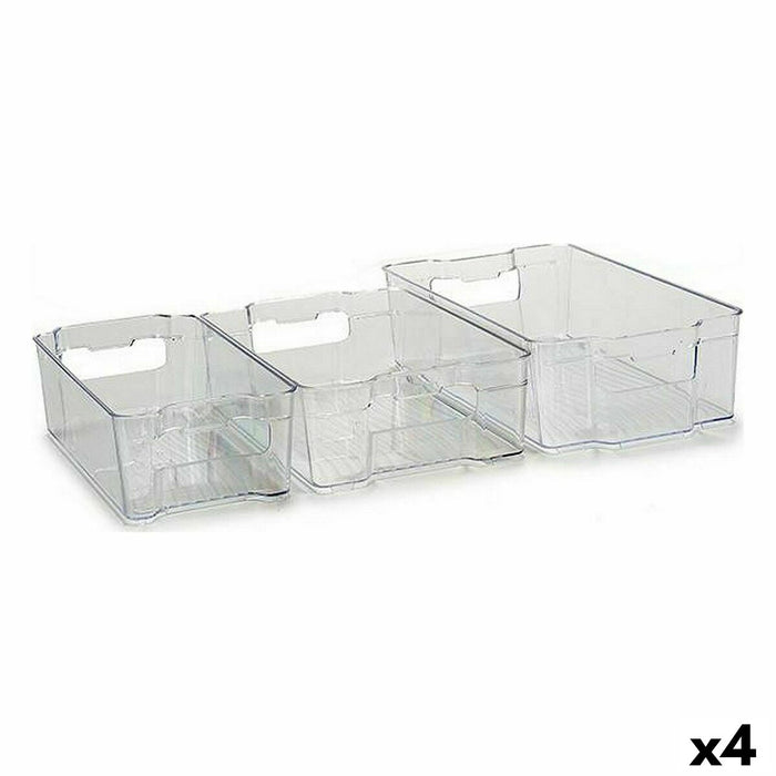 Set mit Organizer-Tabletts Kühlschrank 3 Stücke Durchsichtig Kunststoff (4 Stück)