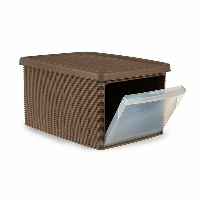 Aufbewahrungsbox mit Deckel Stefanplast Elegance Side Beige Kunststoff 29 x 21 x 39 cm (5 Stück)
