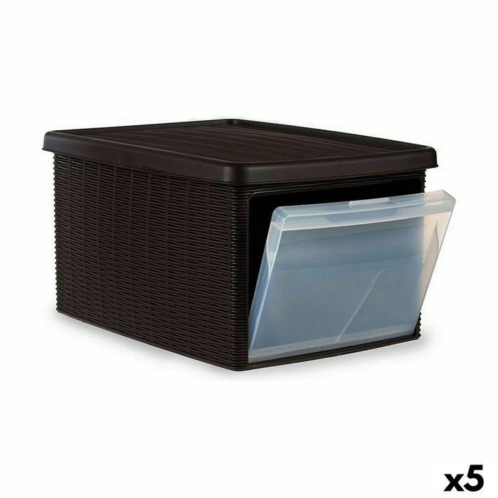 Aufbewahrungsbox mit Deckel Stefanplast Elegance Side Braun Kunststoff 29 x 21 x 39 cm (5 Stück)