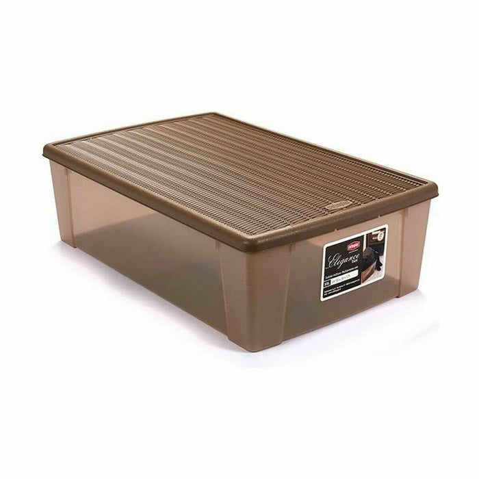 Aufbewahrungsbox mit Deckel Stefanplast Elegance Beige Kunststoff 38,5 x 17 x 59,5 cm (6 Stück)