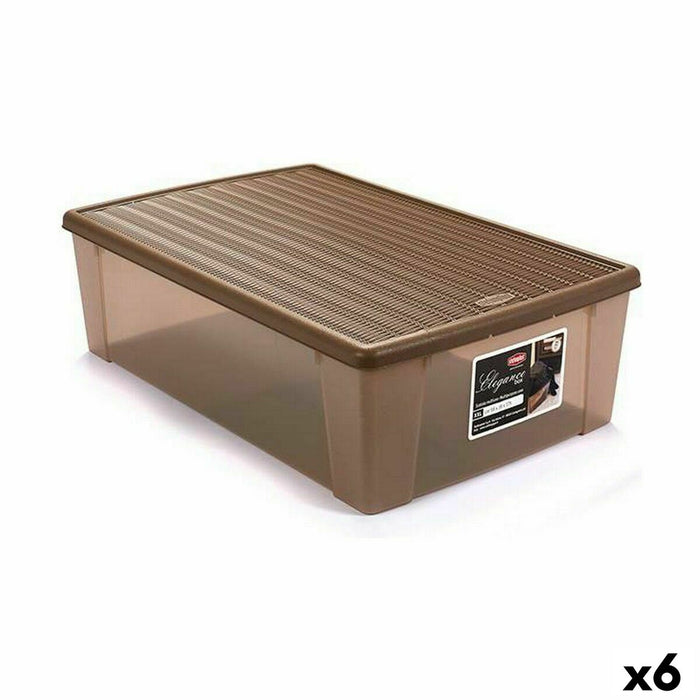 Aufbewahrungsbox mit Deckel Stefanplast Elegance Beige Kunststoff 38,5 x 17 x 59,5 cm (6 Stück)
