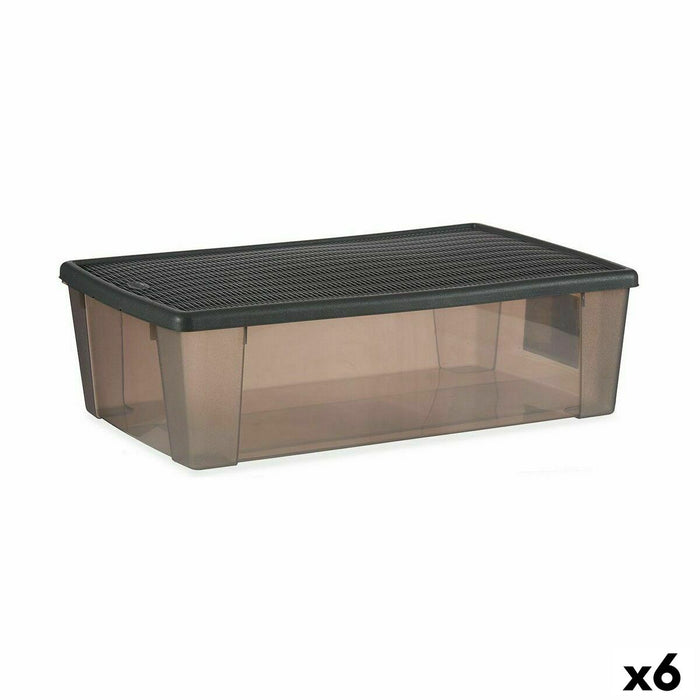 Aufbewahrungsbox mit Deckel Stefanplast Elegance Grau Kunststoff 30 L 38,5 x 17 x 59,5 cm (6 Stück)
