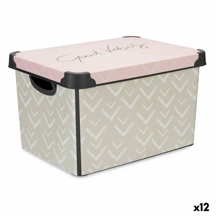 Aufbewahrungsbox mit Deckel Vibes Pfeile Rosa Kunststoff 17 L 28 x 22 x 37 cm (12 Stück)