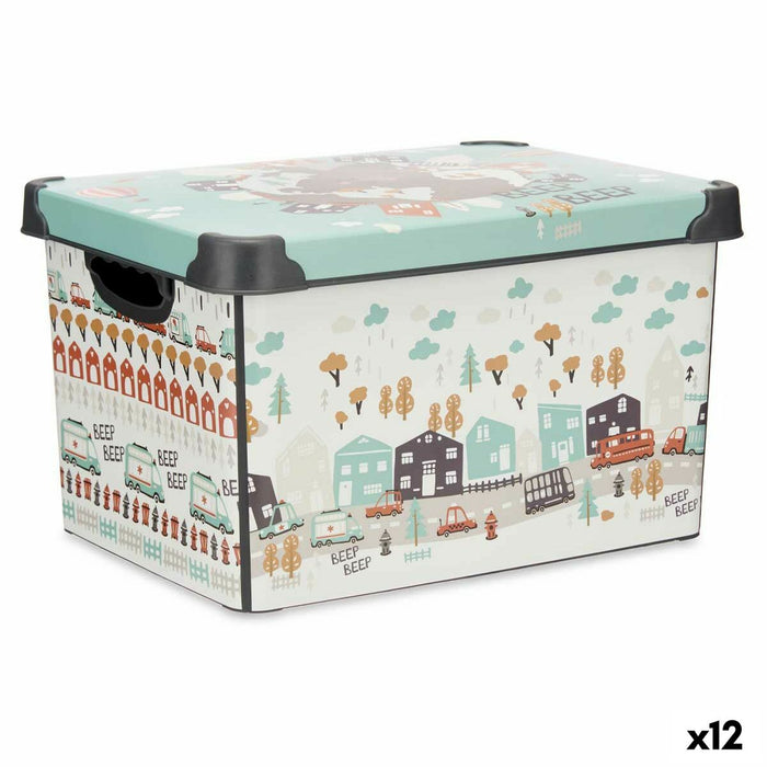 Aufbewahrungsbox mit Deckel Für Kinder Straße 22 L Kunststoff 29,5 x 23,5 x 39,5 cm (12 Stück)
