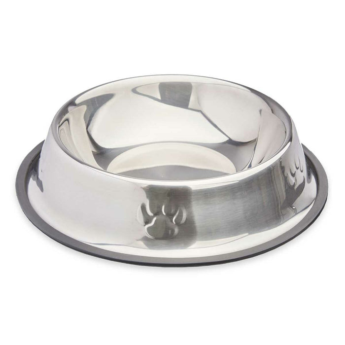 Futternapf für Hunde Silberfarben Grau Gummi Metall 26 x 7 x 26 cm (12 Stück)
