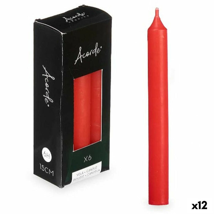 Kerzen-Set Rot 2 x 2 x 15 cm (12 Stück)