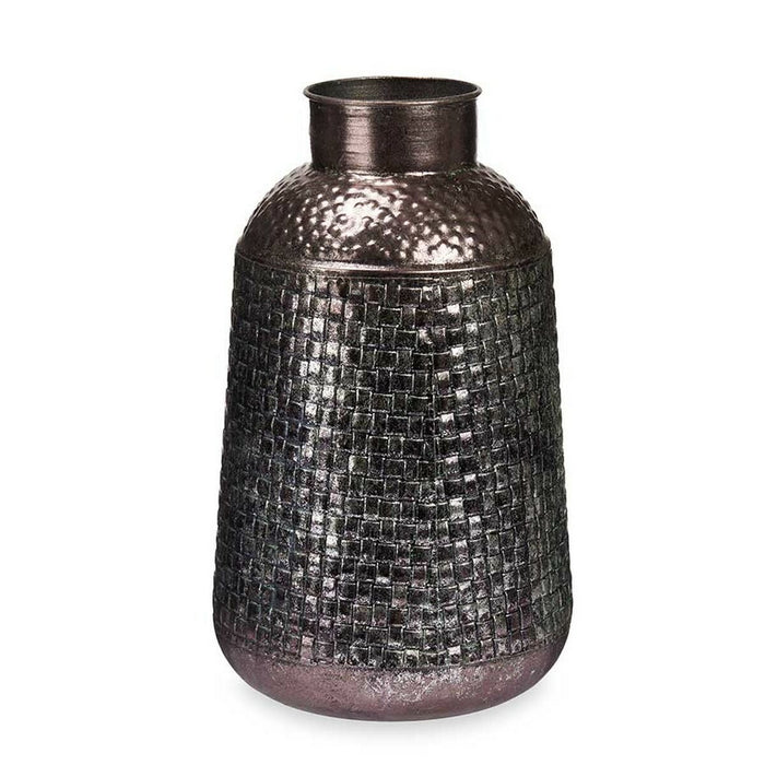 Vase Silberfarben Metall 22,5 x 39,5 x 22,5 cm (4 Stück) Mit Relief