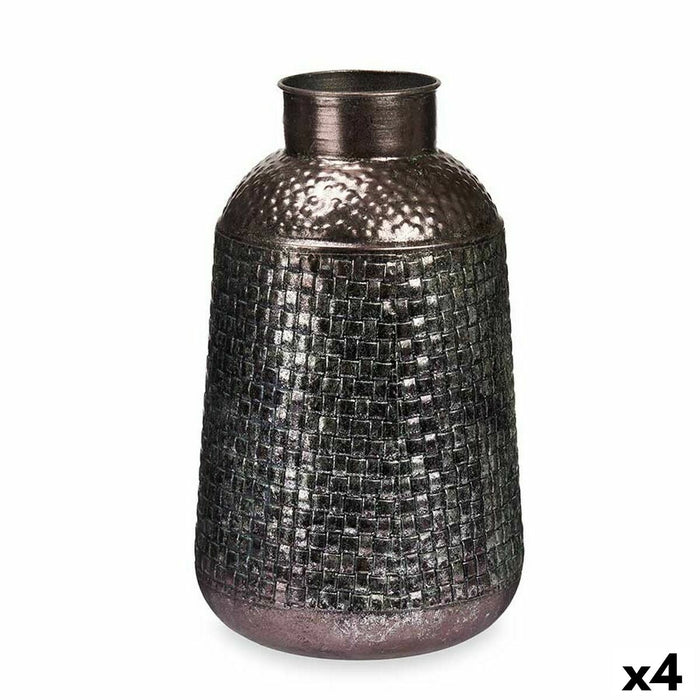 Vase Silberfarben Metall 22,5 x 39,5 x 22,5 cm (4 Stück) Mit Relief