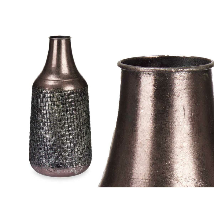 Vase Silberfarben Metall 21 x 44 x 21 cm (4 Stück) Mit Relief