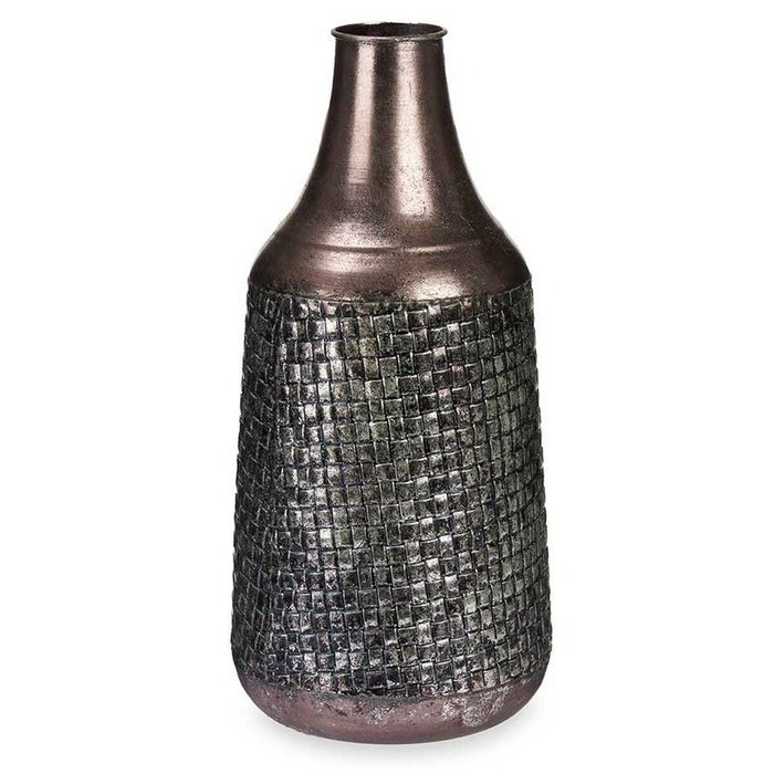 Vase Silberfarben Metall 21 x 44 x 21 cm (4 Stück) Mit Relief