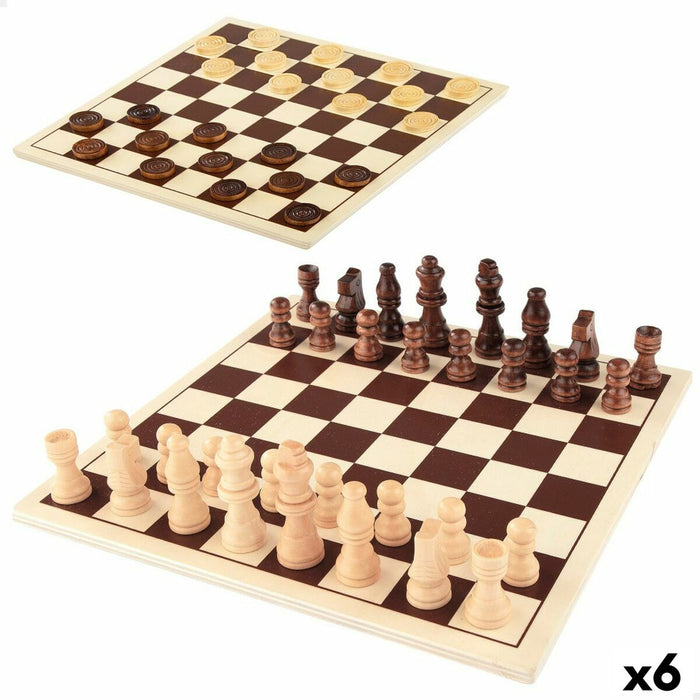 Schach- und Dame-Brett Colorbaby Holz Metall (6 Stück)