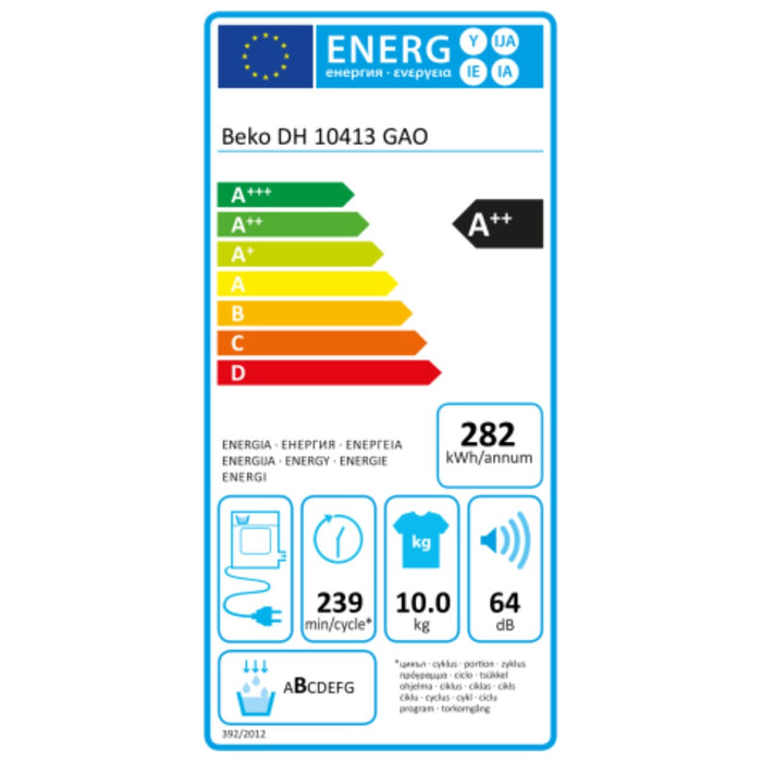 Kondensationstrockner BEKO DH 10413 GAO 10 kg Weiß